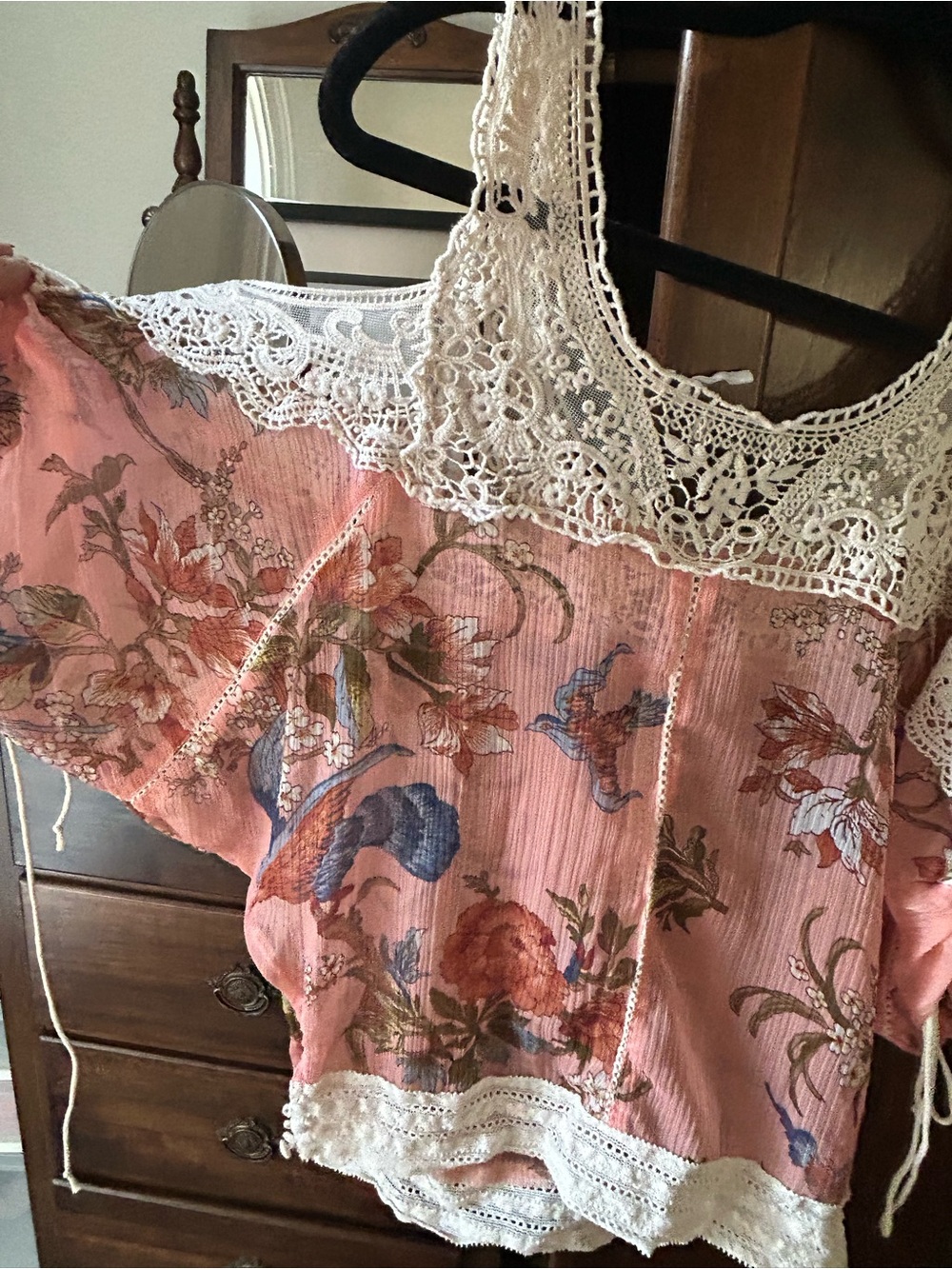 GUESS Cream Crochet Lace Blouse